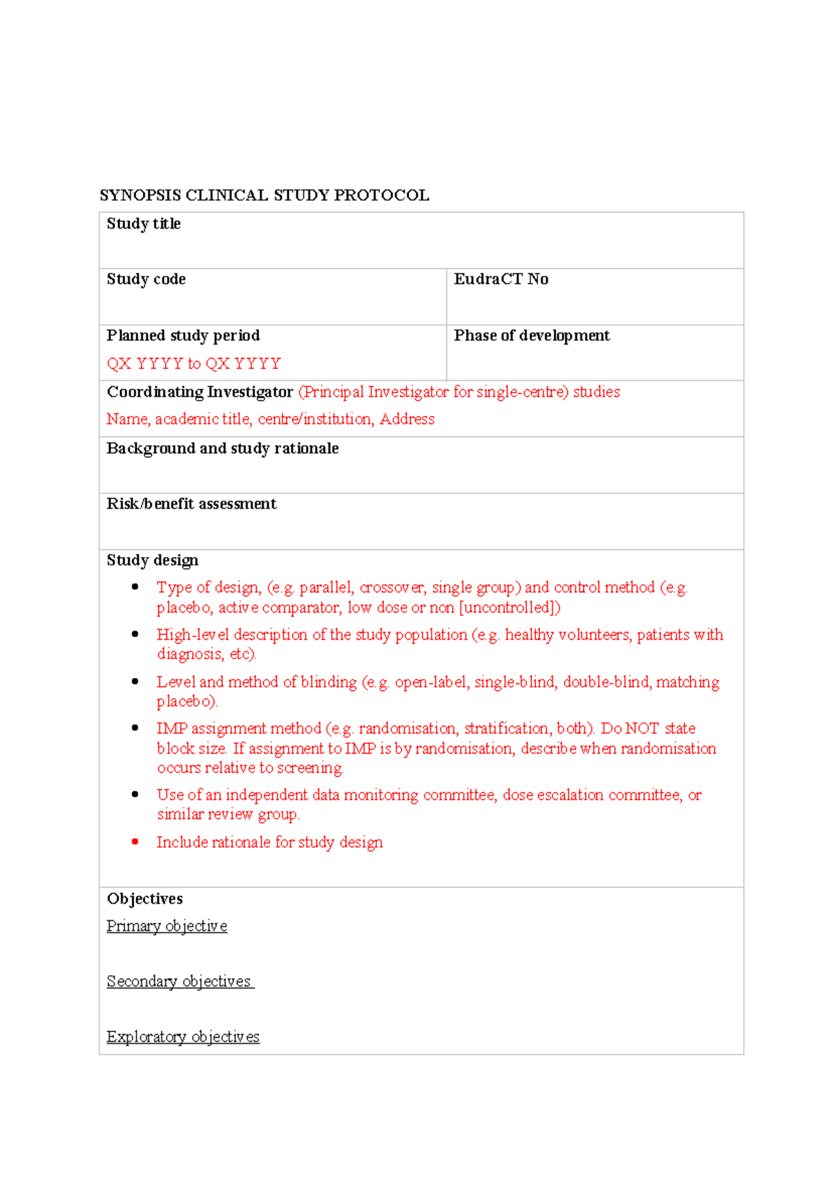 Clinical Study Protocol Synopsis & Schedule of Events (Nov 2022) - Studocu