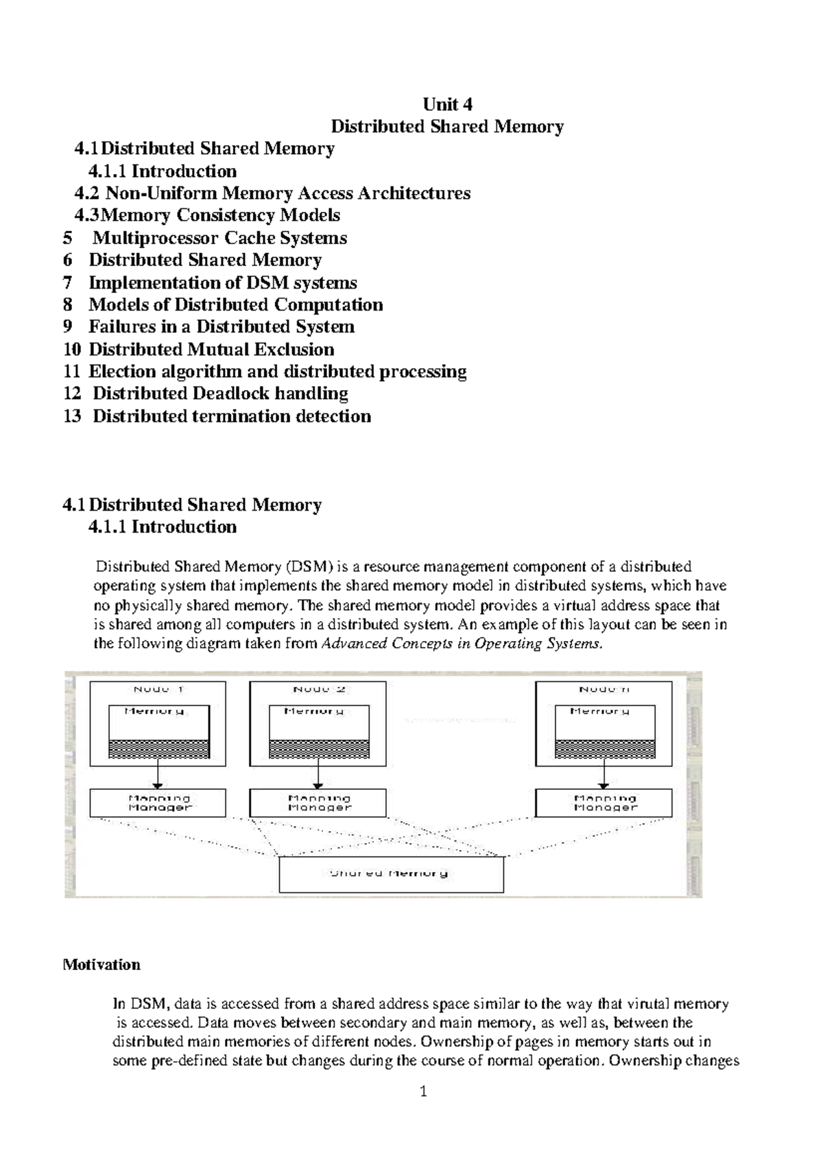 UNIT-4 Notes on Distributed Shared Memory and Cache Systems - Studocu