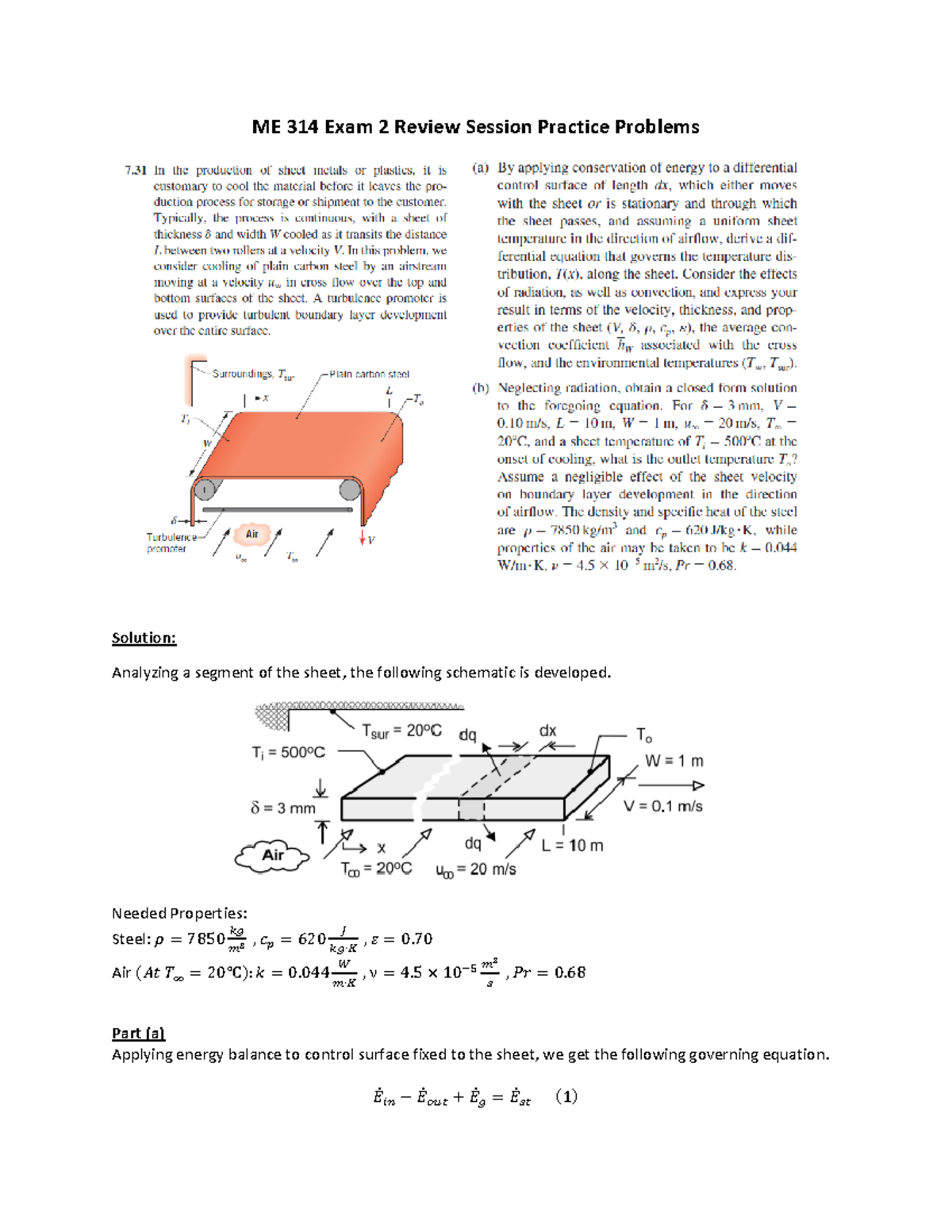 ME314 Exam 2 Practice Problems Solutions and Review Guide - Studocu