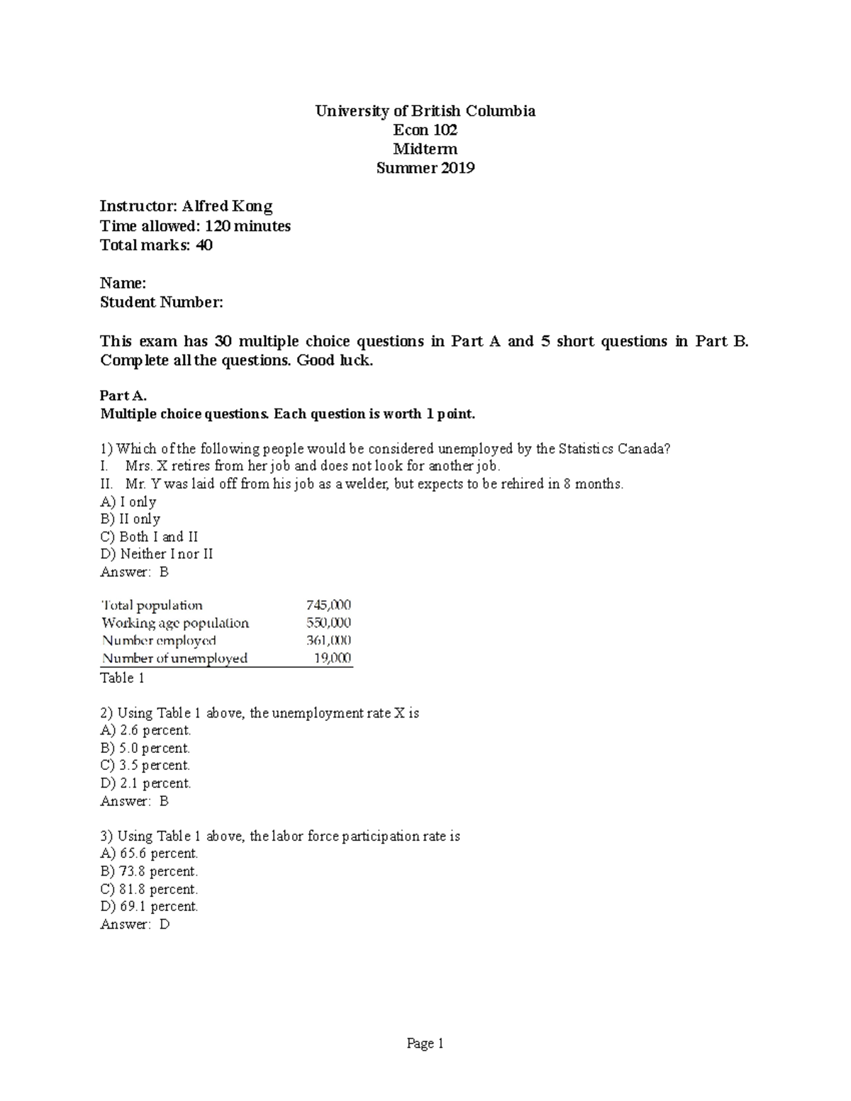 Econ 102 Midterm Exam Q&A July 2019 - UBC - Studocu