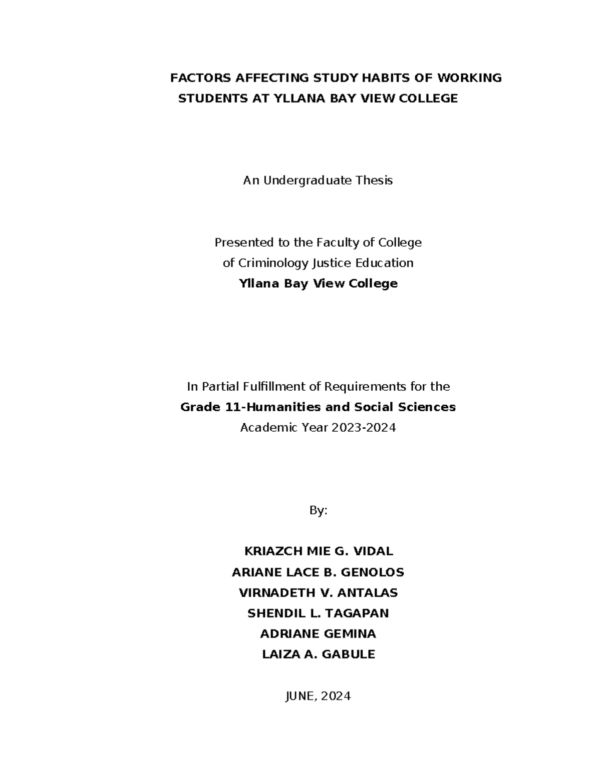 Practical Research - FACTORS AFFECTING STUDY HABITS OF WORKING STUDENTS ...