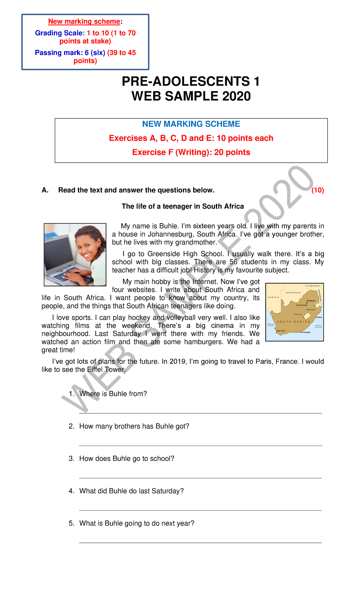 6° Pa1 WEB Sample 2020: New Grading Scheme & Exercises Overview - Studocu