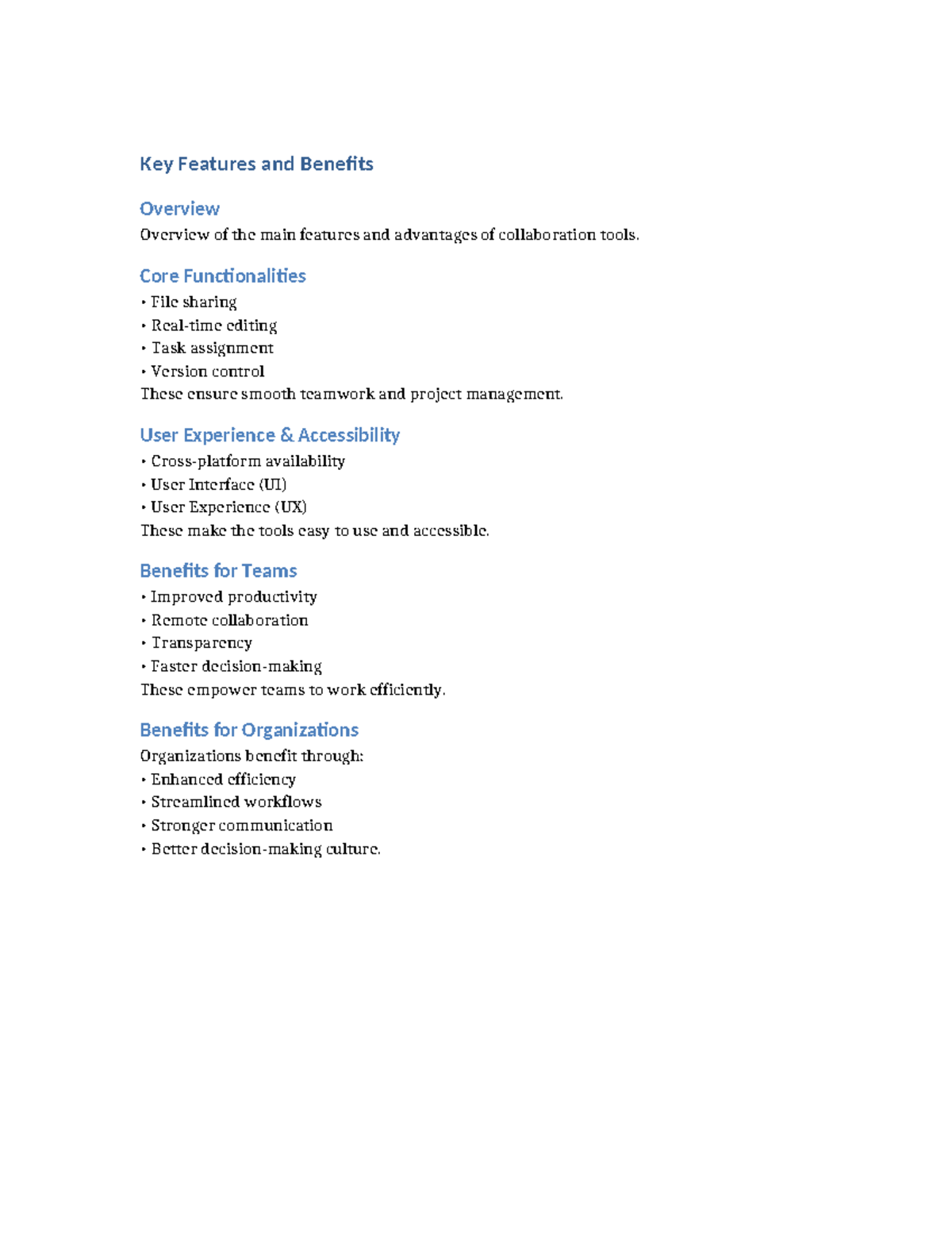 Key Features and Benefits - Key Features and Benefits Overview Overview ...