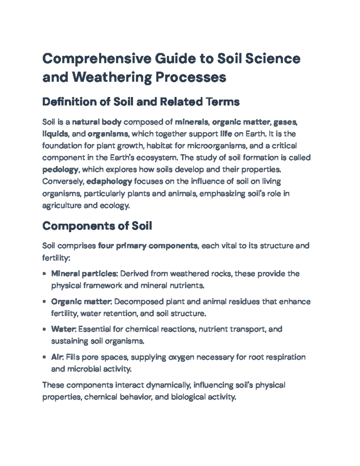 Comprehensive Guide to Soil Science & Weathering Processes ...