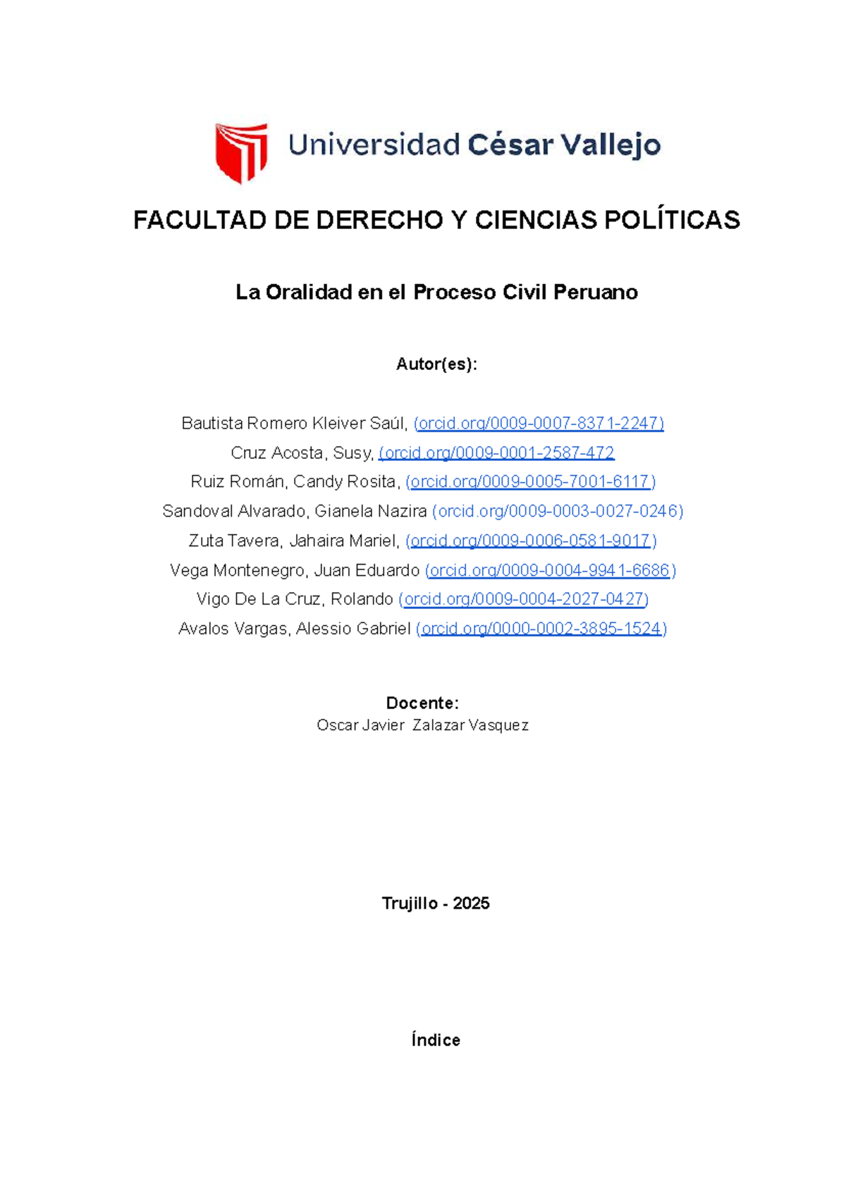 Informe sobre la Oralidad en el Proceso Civil Peruano - DPC 2025 - Document Preview