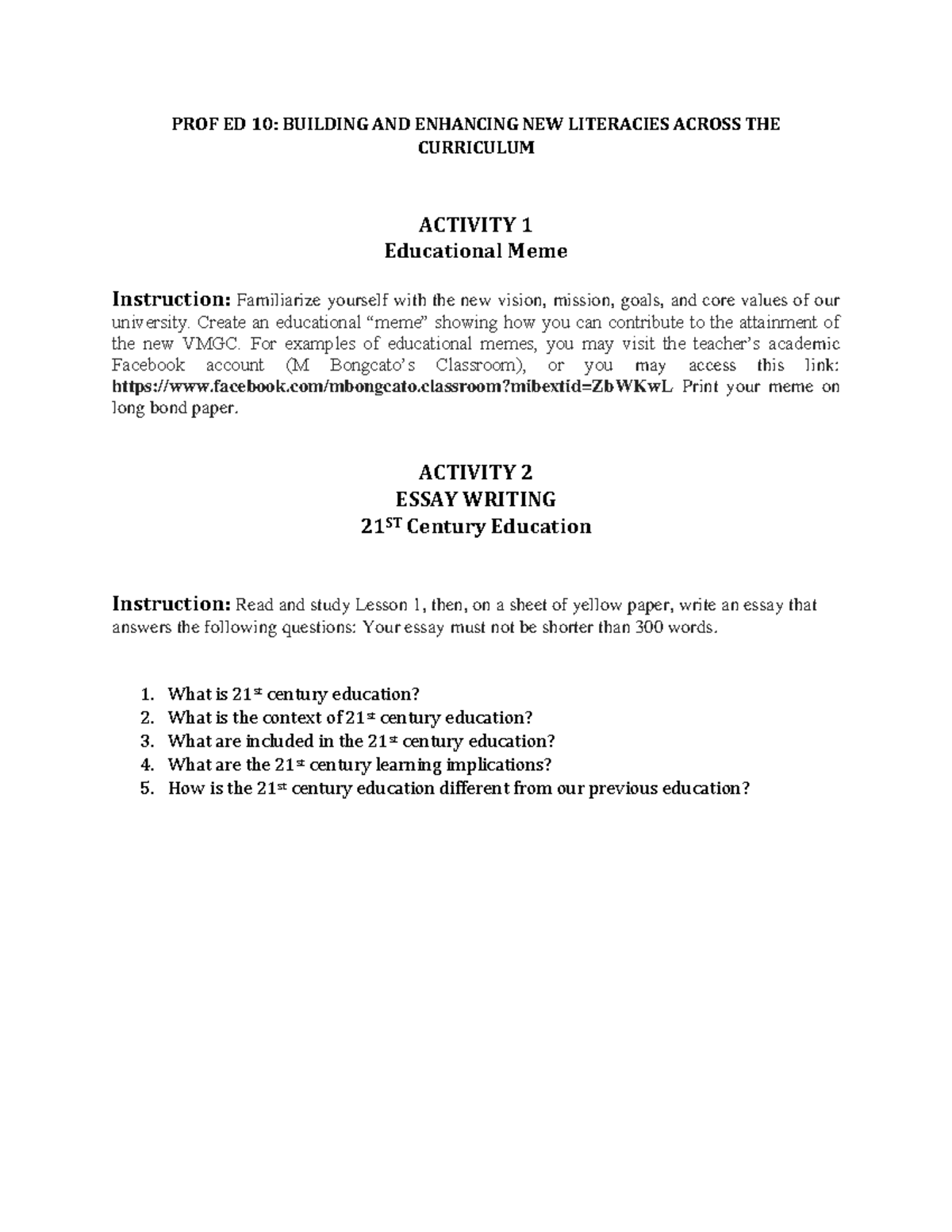 PROF ED 10 TASK 1 2 - about prof ed - PROF ED 10: BUILDING AND ...