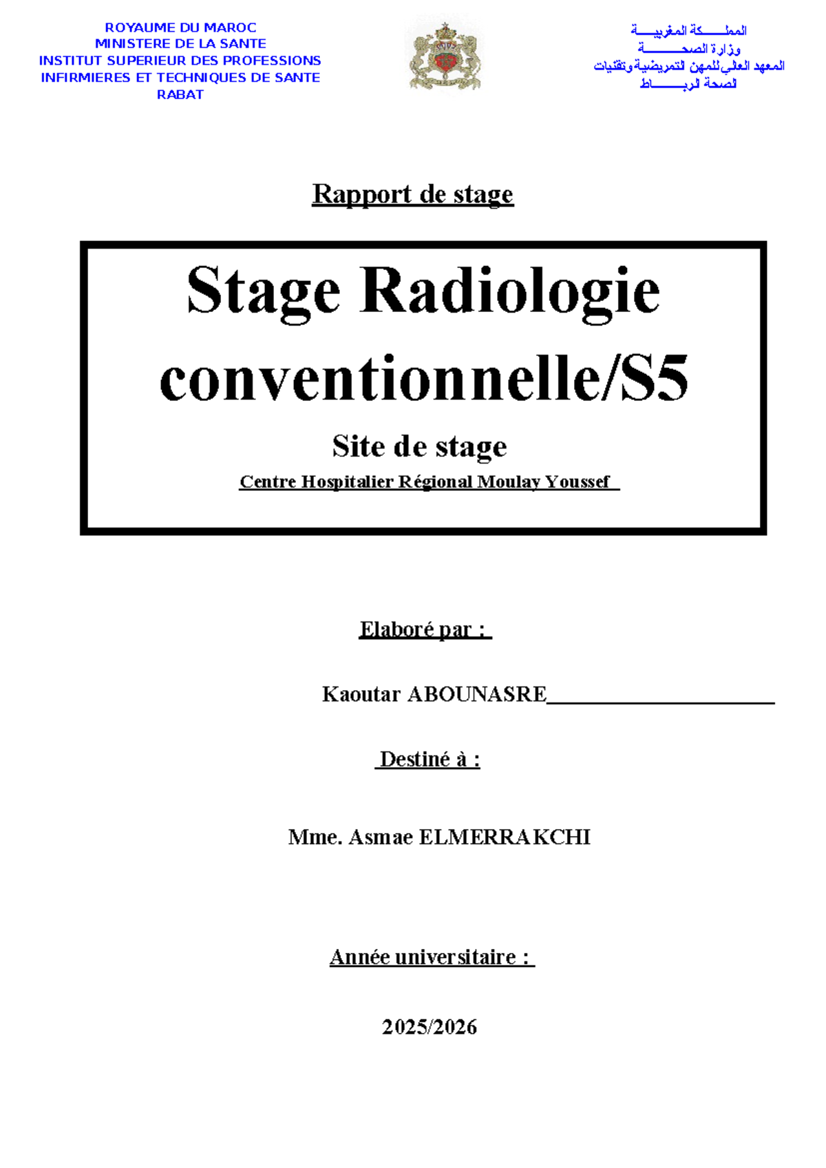 Rapport de Stage en Radiologie - RC S5 Final - Studocu