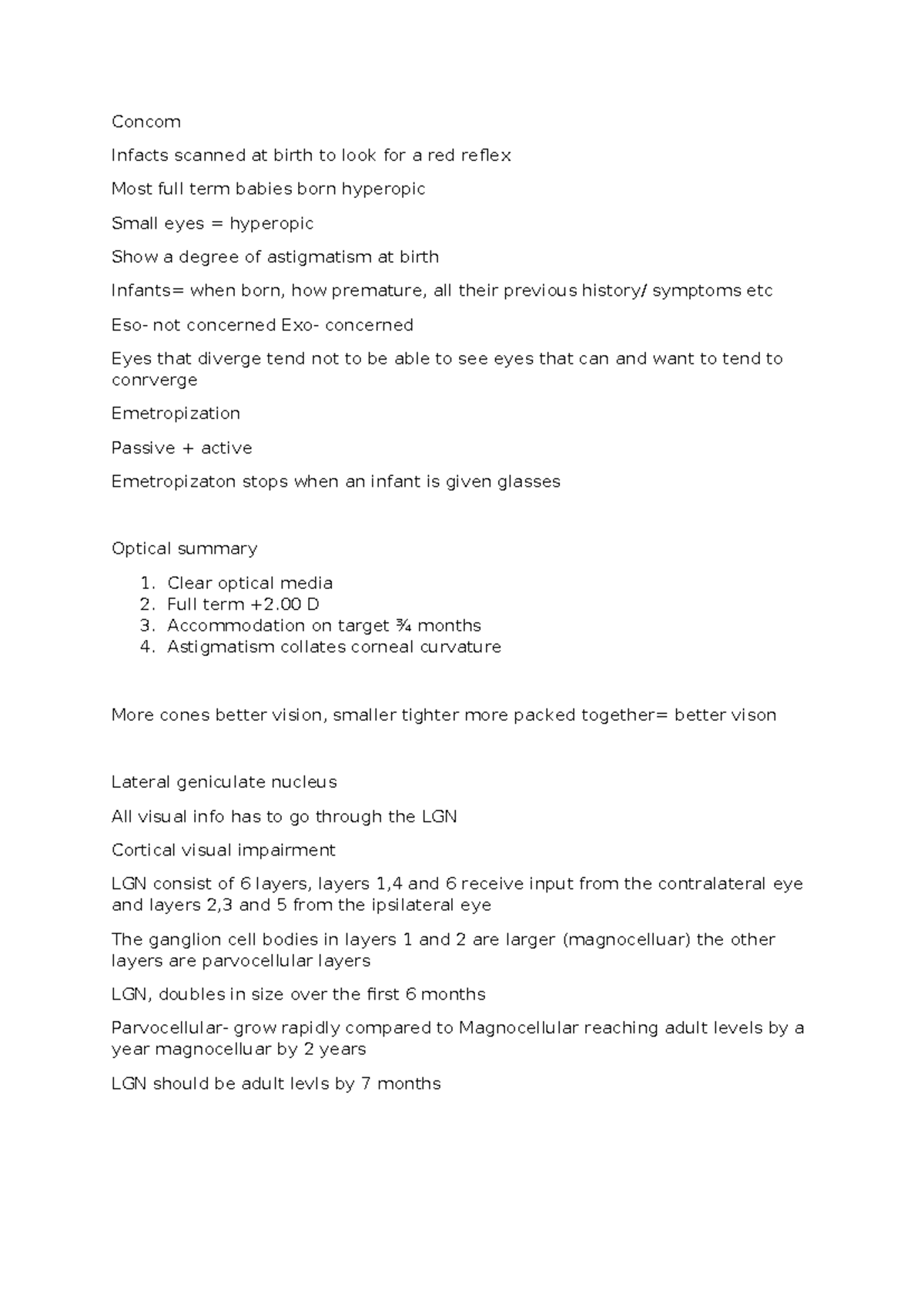 Infant Testing Week 2: Lecture Notes on Early Visual Development - Studocu