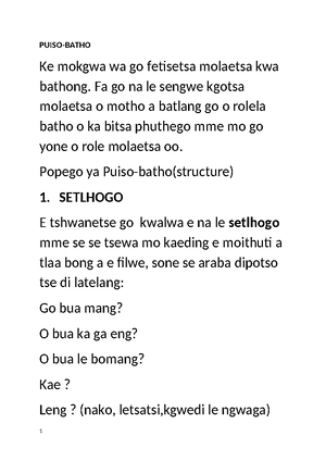 setswana bgcse - Studocu