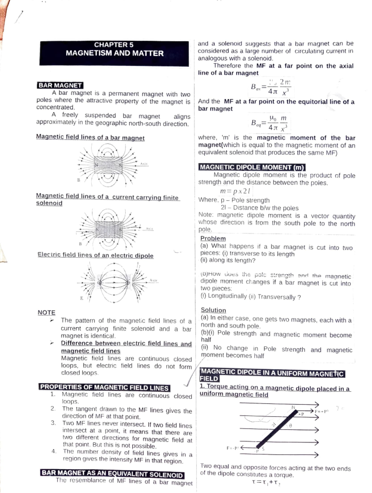Scan Mar 05, 2023 - Details about Magnetism, magnetic dipole moment ...