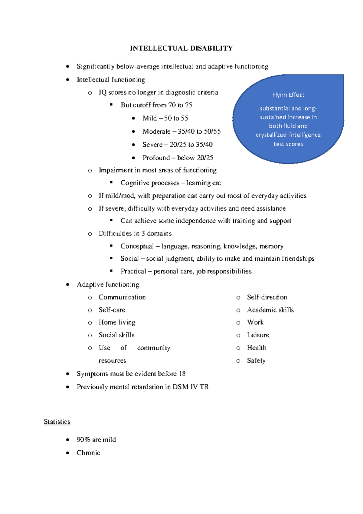 Intellectual Disability - INTELLECTUAL DISABILITY Significantly below ...