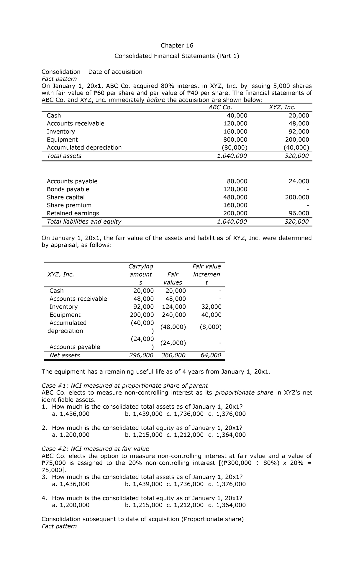 Consolidation Exercises and Answers for ACCT 301 Final Exam - Studocu