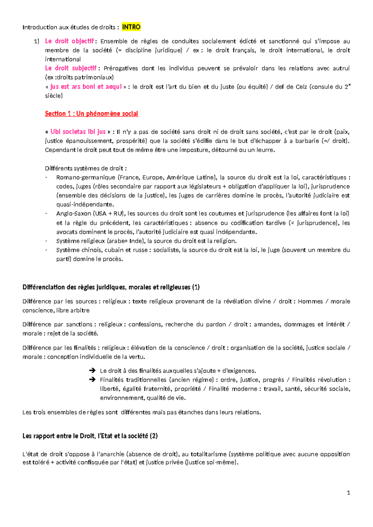 IED - Introduction aux Études de Droit : Concepts Fondamentaux et ...