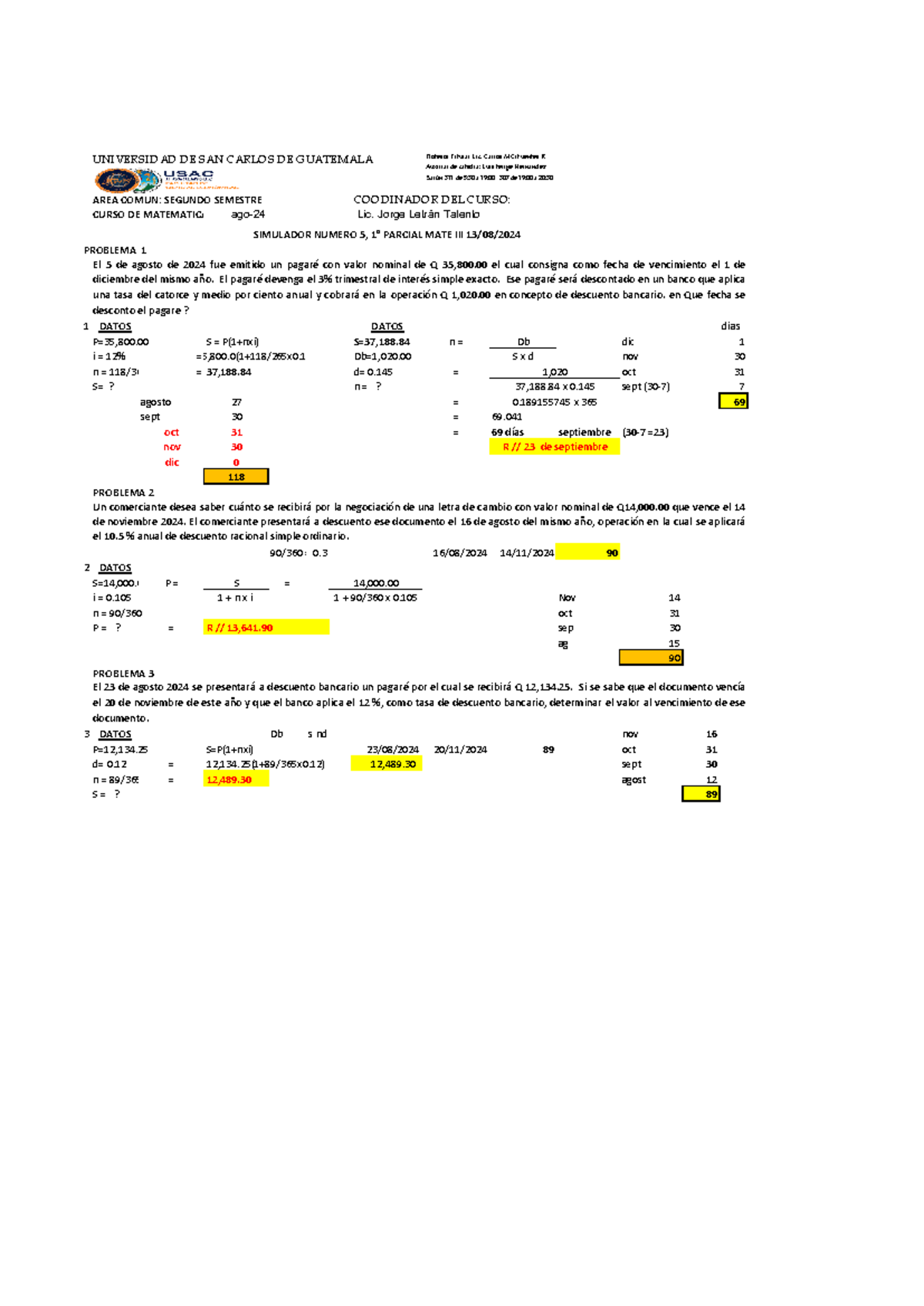 Simulador #5 Respuestas Estudiantes Matematica III Ago 2024 - Document Preview