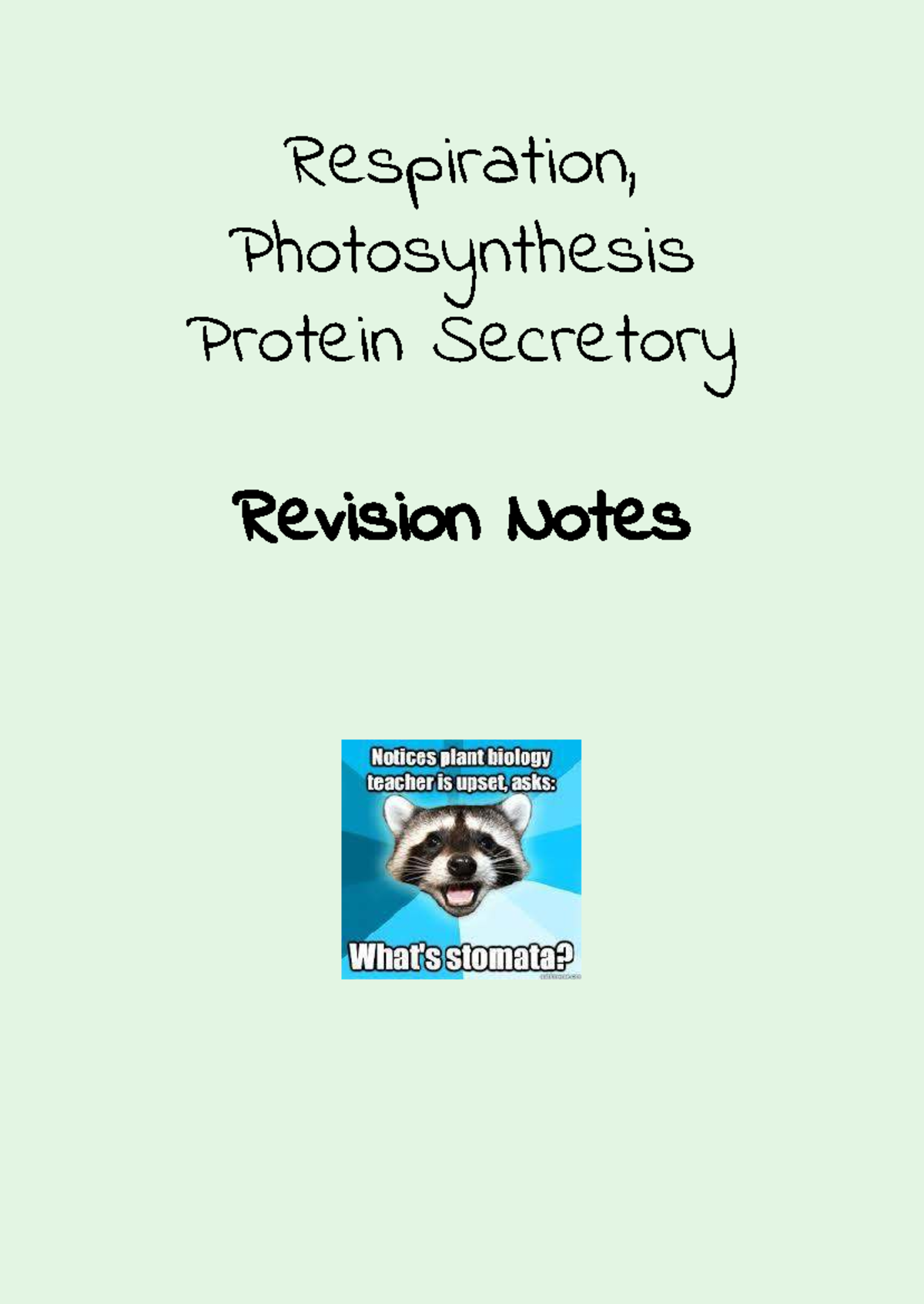 Photosynthesis and Respiration SAC Revision Notes - Studocu