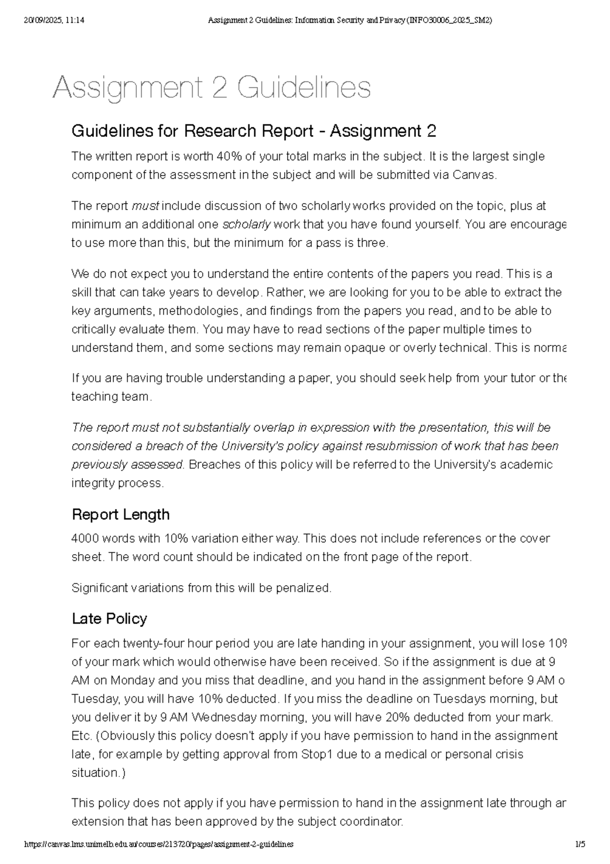 Assignment 2 Guidelines: Info Security & Privacy (INFO30006 2025 SM2 ...
