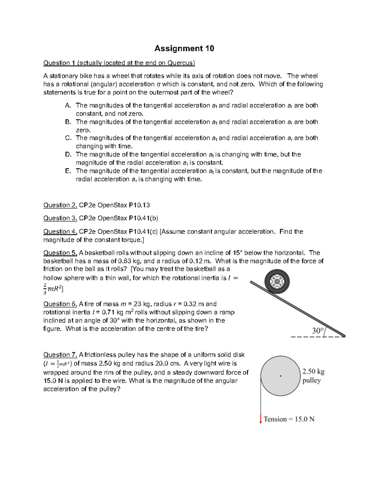 Assignment 10: Angular Acceleration & Motion Problems (Physics) - Studocu