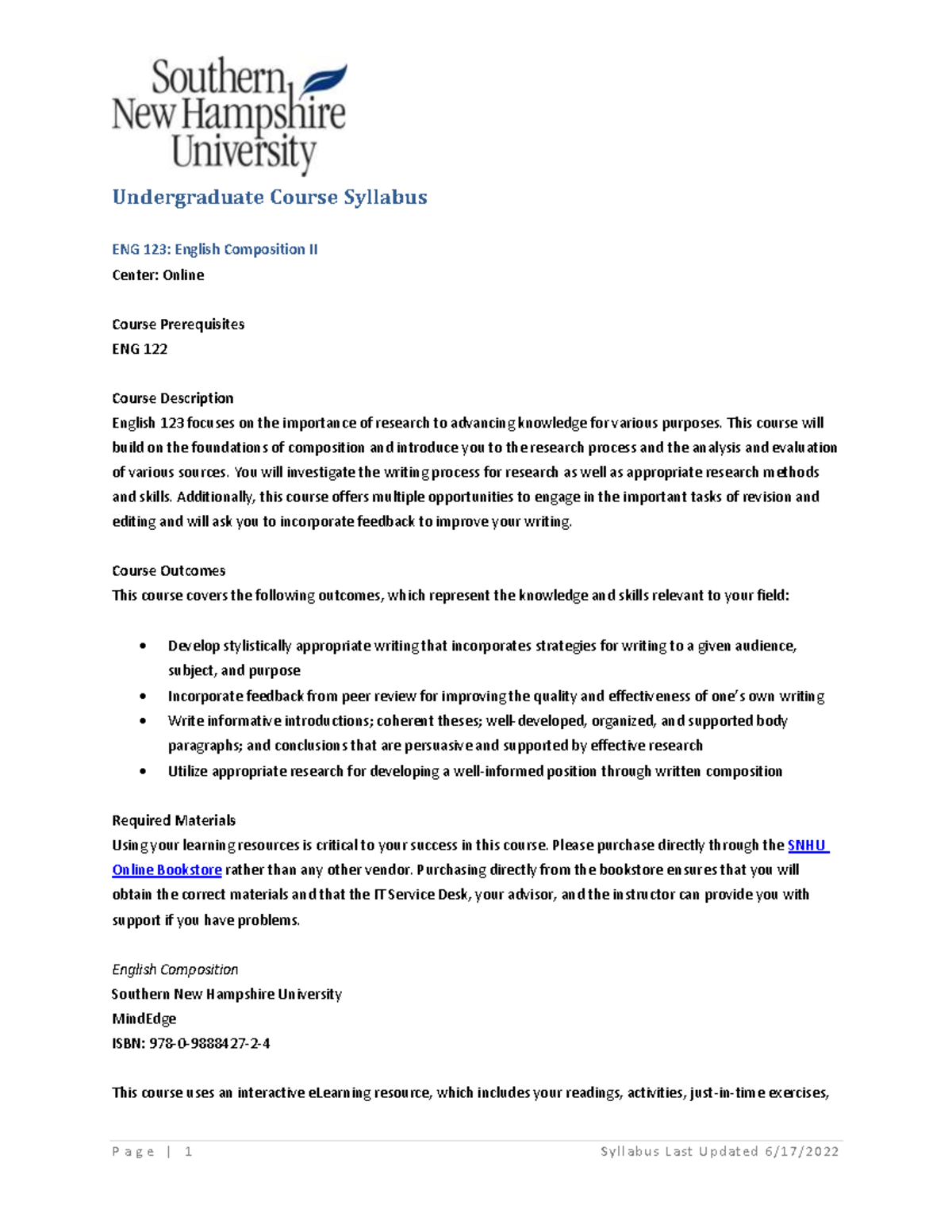 English Composition Syllabus