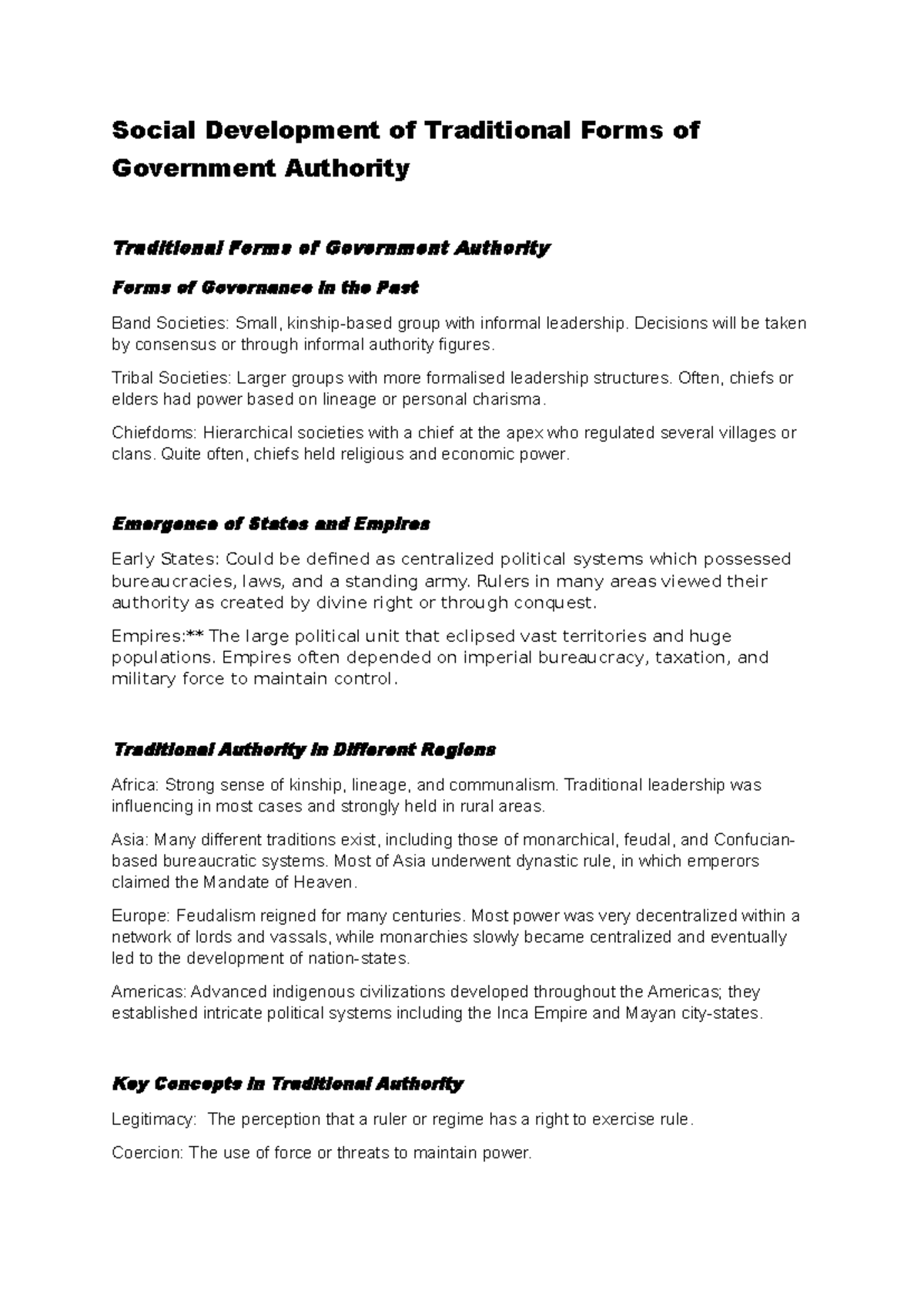 Social Development in Traditional Government Authority Forms - Studocu