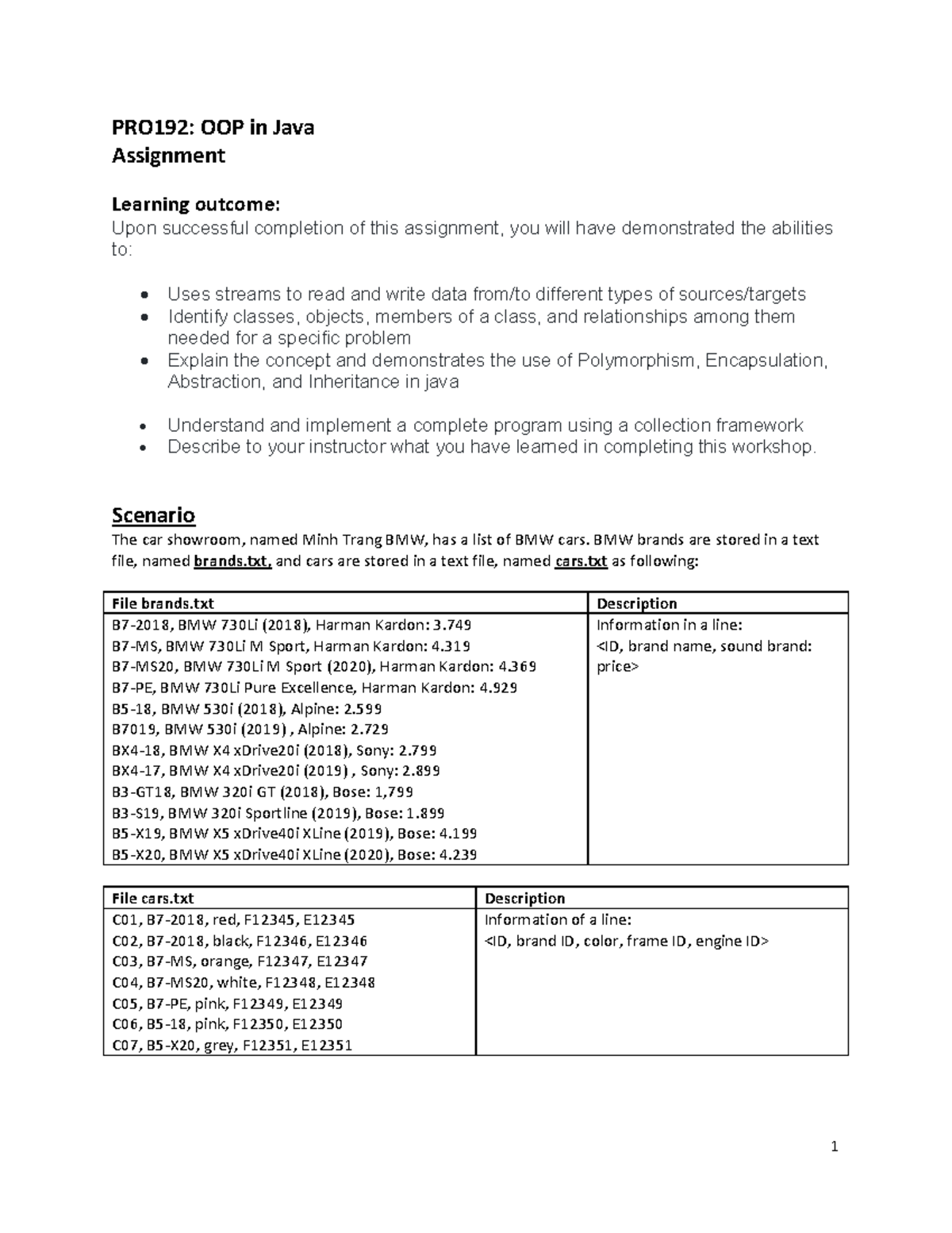 Assignment-Part1 - Assignment-Part1 - 1 PRO192: OOP in Java Assignment ...