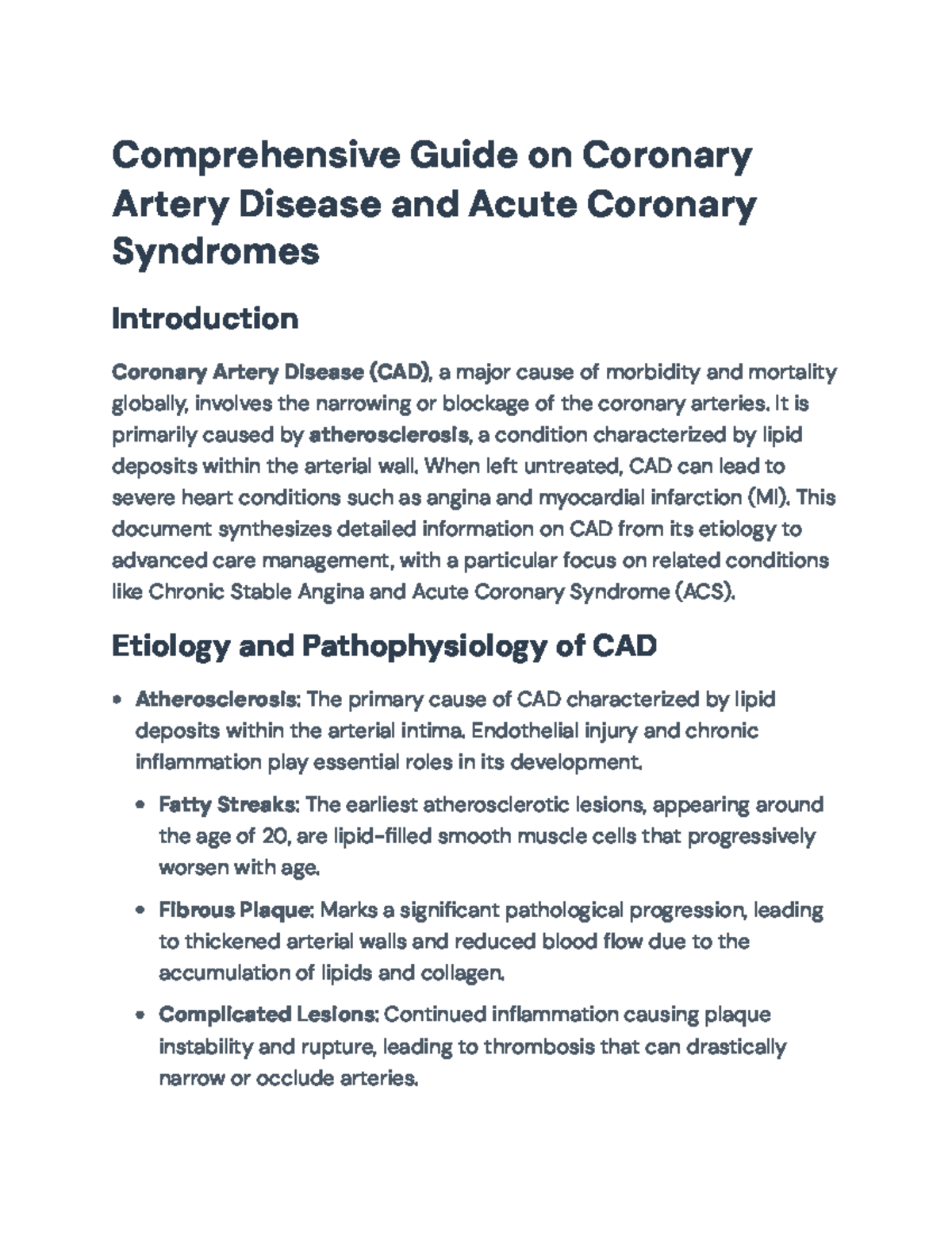 Comprehensive Guide on Coronary Artery Disease and Acute Syndromes ...