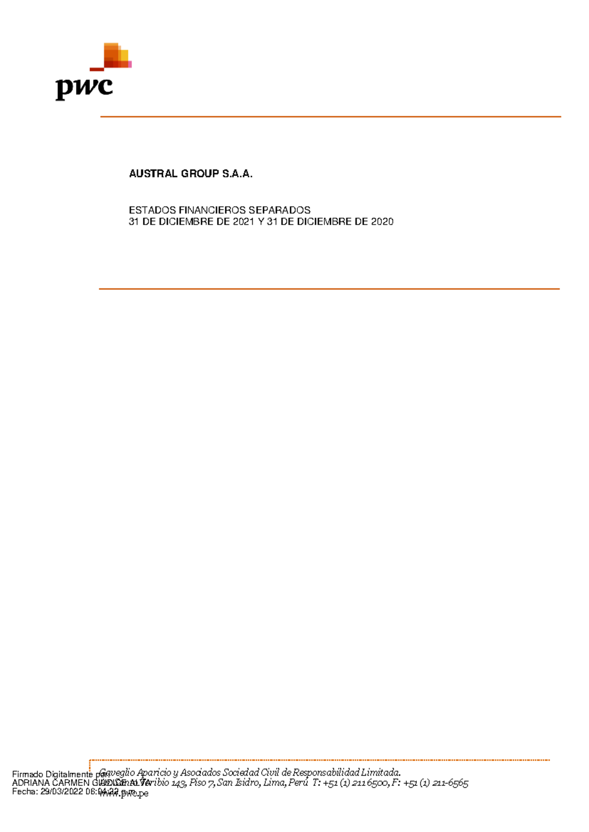 Grupo D - Austral Group 2021-2020 - Gaveglio Aparicio y Asociados ...