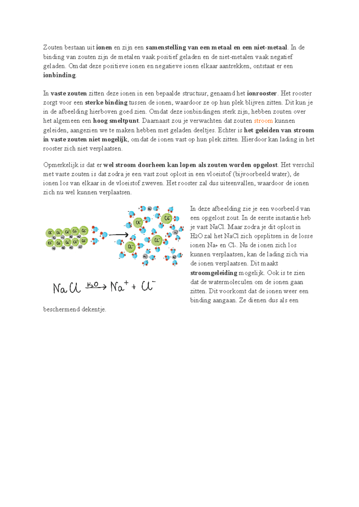 Korte Uitleg over Ionbinding en Stroomgeleiding in Zouten - Studeersnel