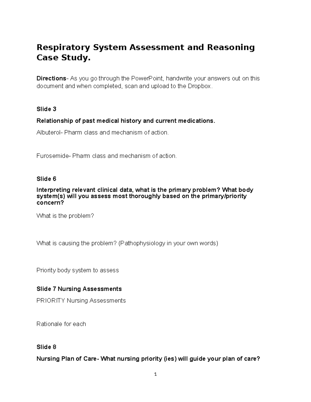 Respiratory System Assessment and Clinical Reasoning Case Study ...