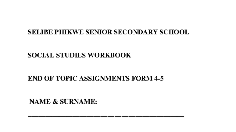 Social Studies Workbook: End of Topic Assignments (Module 2) - Studocu
