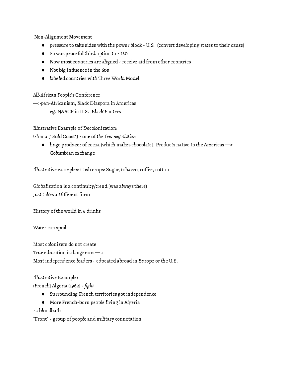 APWH Notes - Non-Alignment Movement and Independence Movements - Studocu