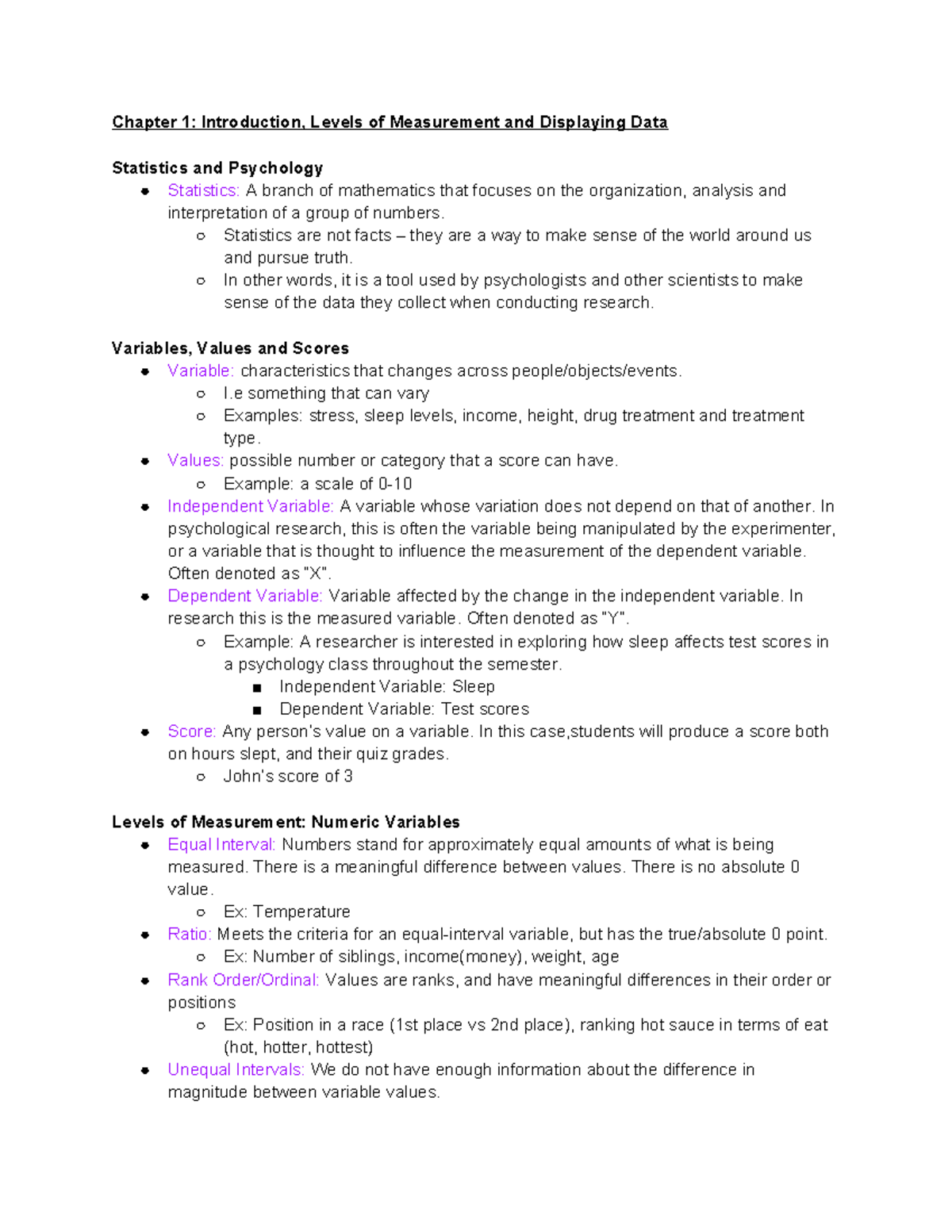 Ch 1-3: Stats in Psychology - Levels of Measurement and Data Analysis ...