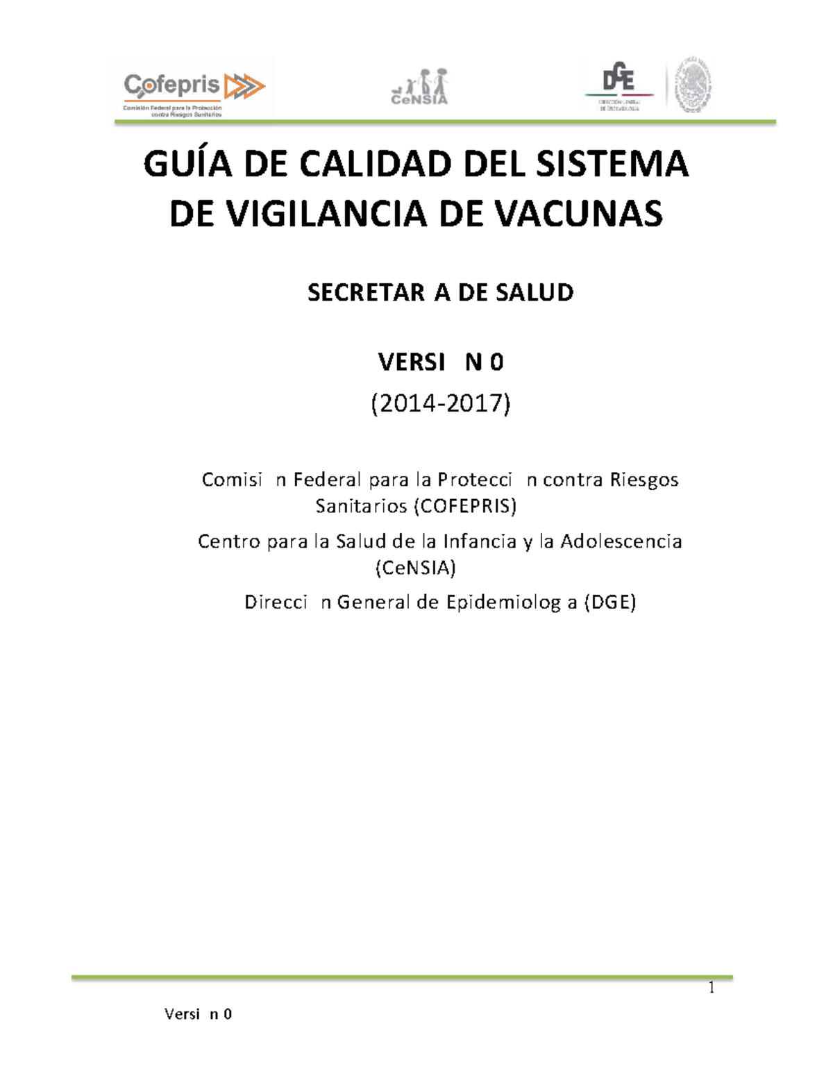 Guía de Calidad del Sistema de Vigilancia de Vacunas - COFEPRIS - Document Preview