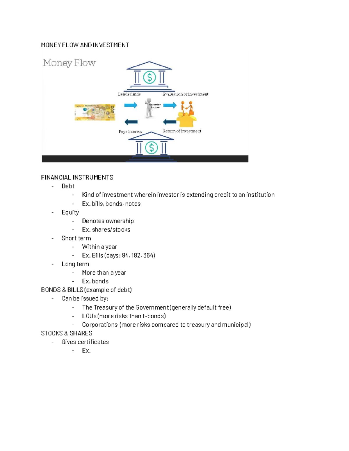 BUSFIN 101: Money Flow & Investment Instruments Notes - Studocu