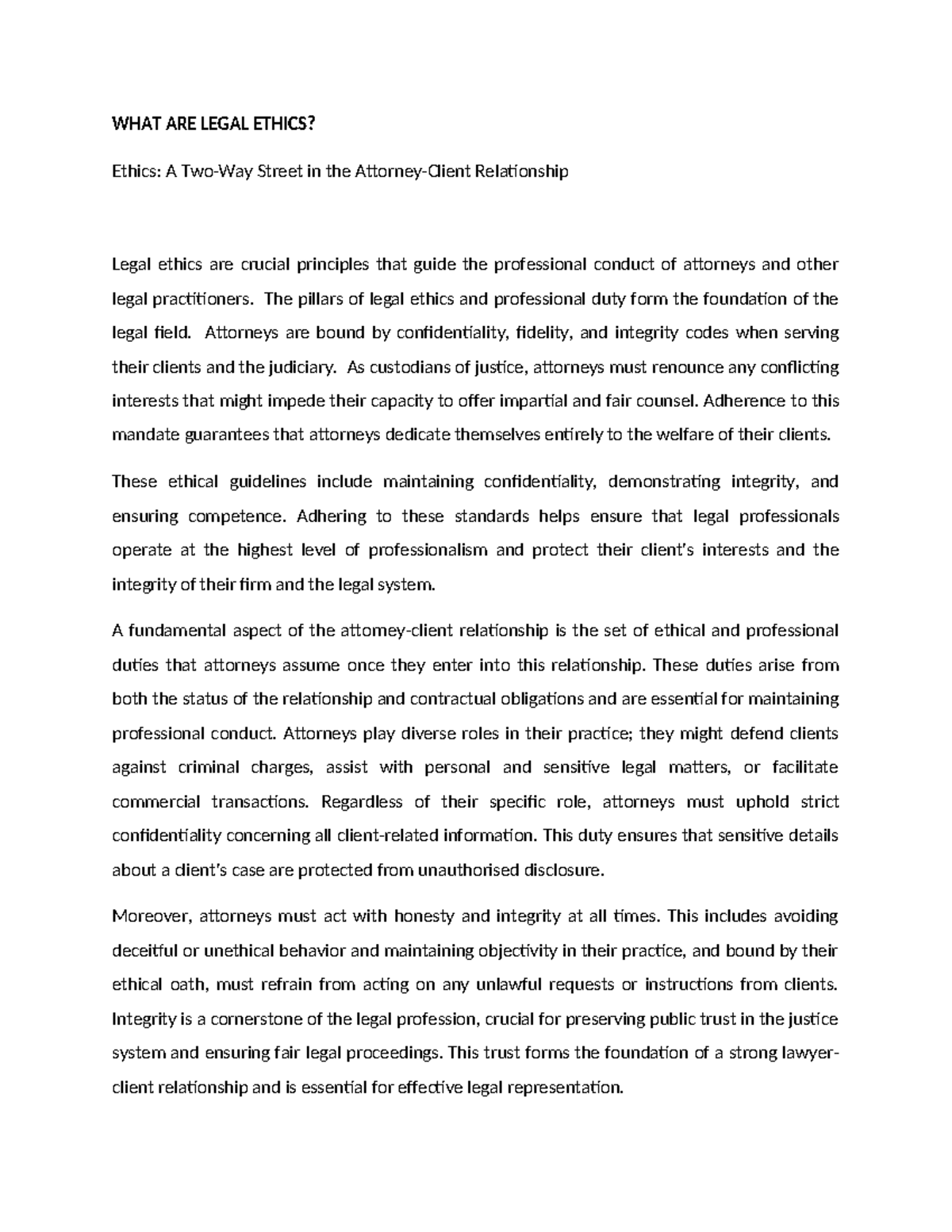 Legal Ethics Overview: Attorney-Client Relationship Essentials - Studocu
