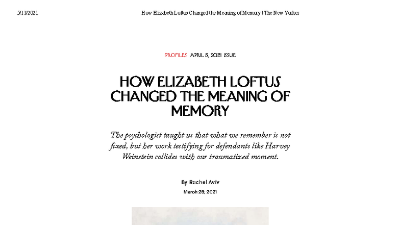 How Elizabeth Loftus Altered Our Understanding of Memory (Psychology ...
