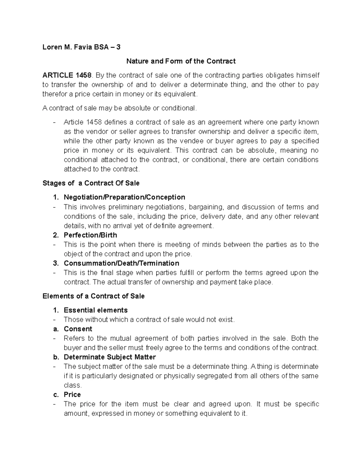 Written Report on Mutuum and Commodatum - Law 101 - Finals - Studocu