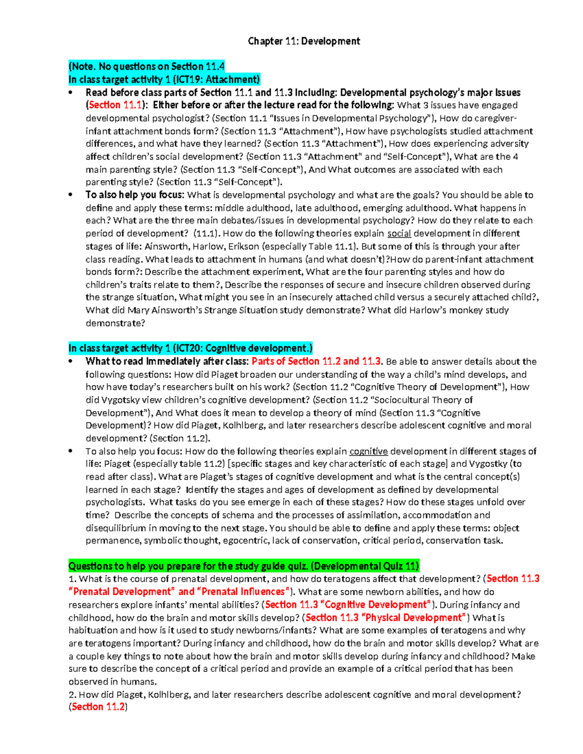 P102 F25 SG Developmental Psychology Chapter 11 Study Guide - Studocu