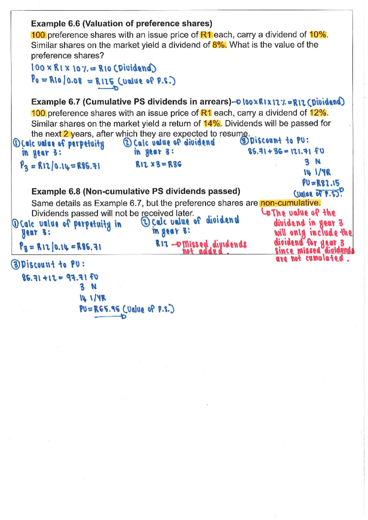 Class Examples 6.6 - 6.8: Valuation of Preference Shares - Studocu