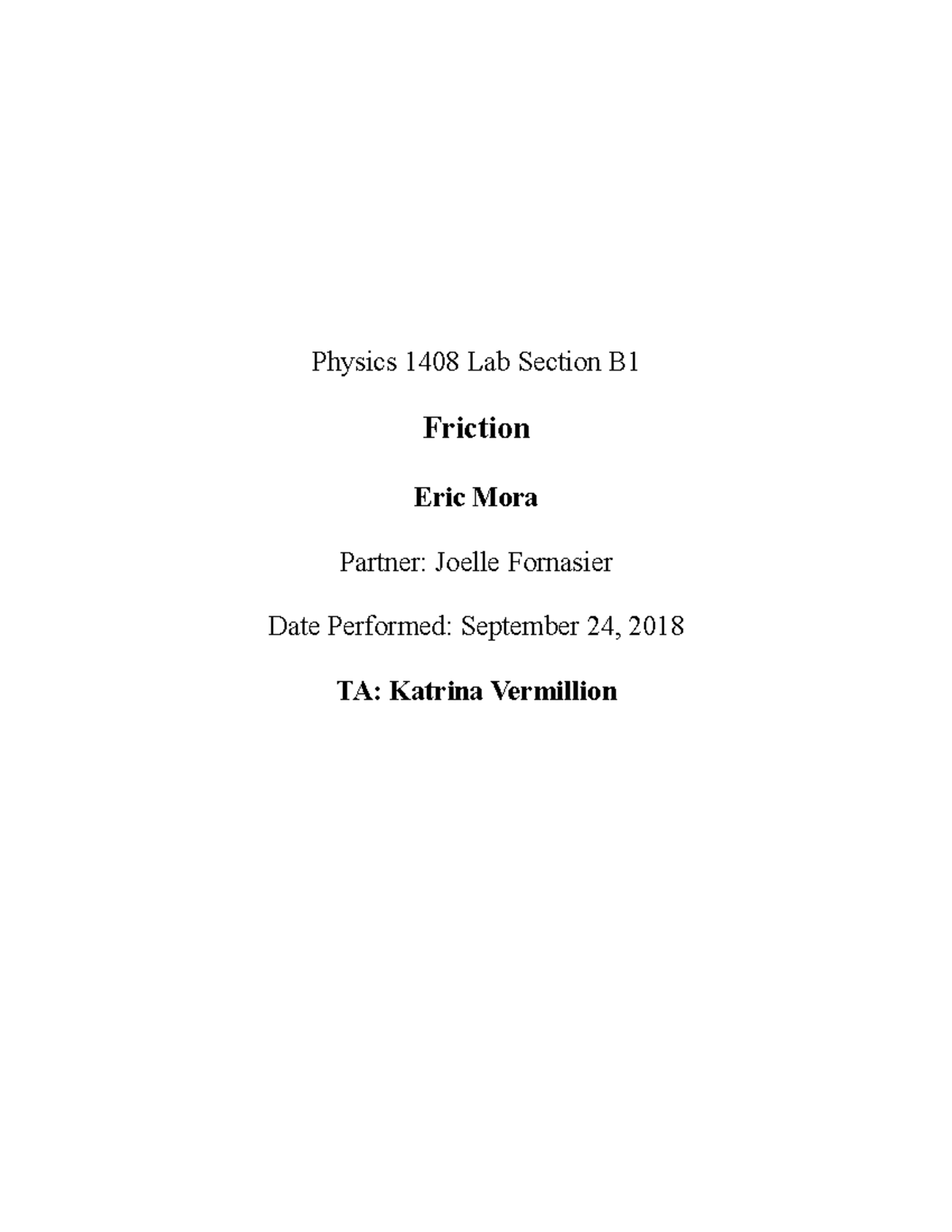 Physics 1408 Lab Report 2: Measuring Static and Kinetic Friction - Studocu