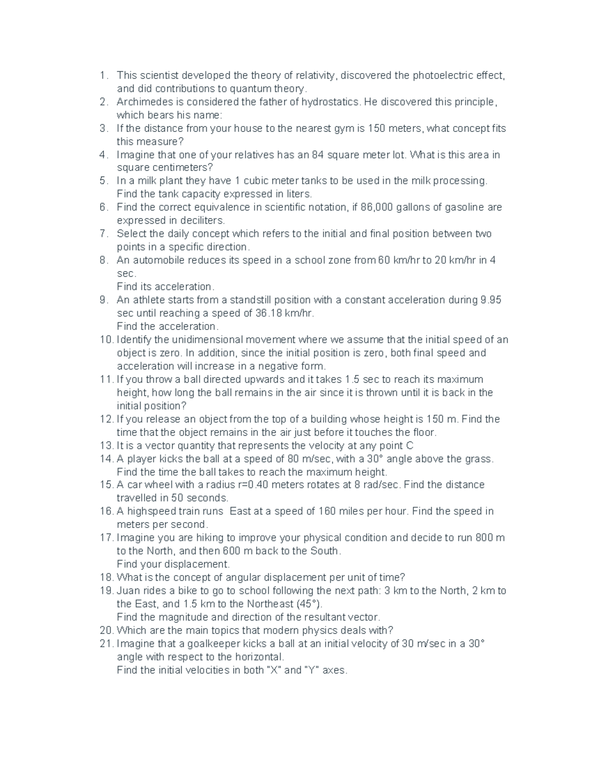 Final Test Guide - Physics Concepts and Calculations (PHYS 101) - Studocu