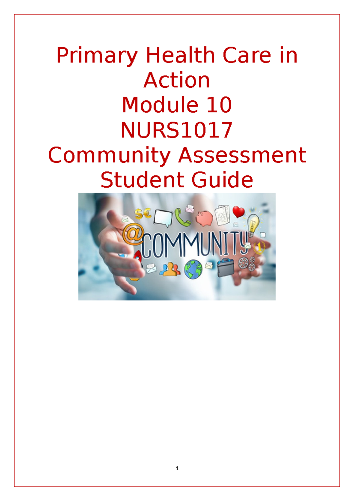 Student guide Module 10 - Primary Health Care in Action Module 10 NURS ...