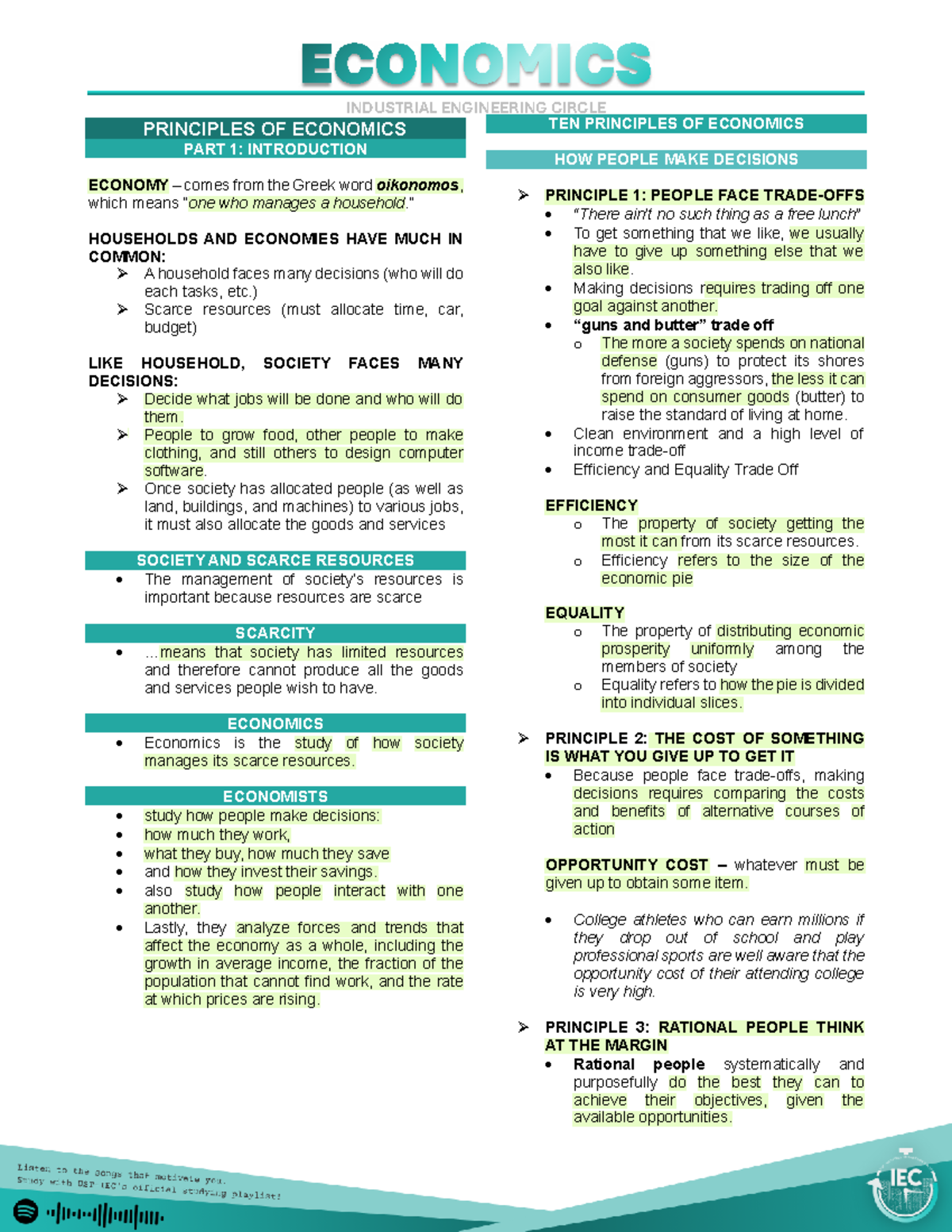 IE 2510: Principles of Economics - Key Concepts and Insights - Studocu