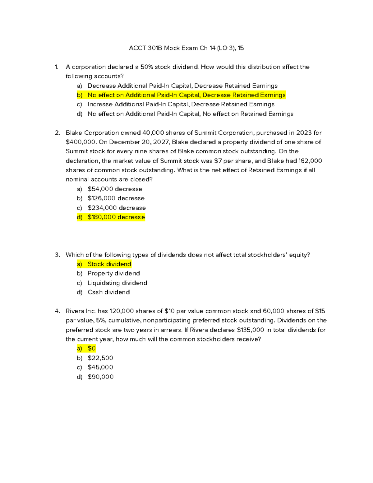 ACCT 301B Mock Exam Chapter 14 (LO 3) Answers and Explanations - Studocu