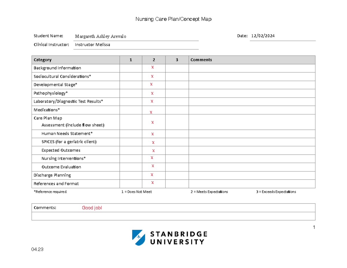 NUR 204 Nursing Care Map: Geriatric Patient Assessment & Interventions ...