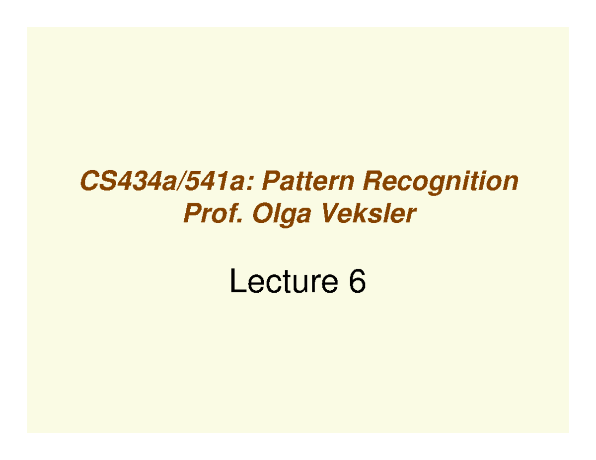 Lecture 6: Nonparametric Techniques in Density Estimation - TKMT - Studocu