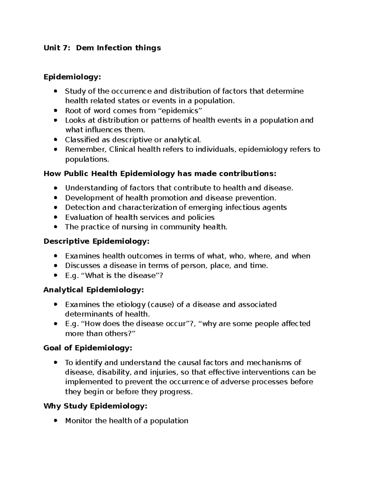 Unit 7 COMM health - Notes from textbook - Unit 7: Dem Infection things ...
