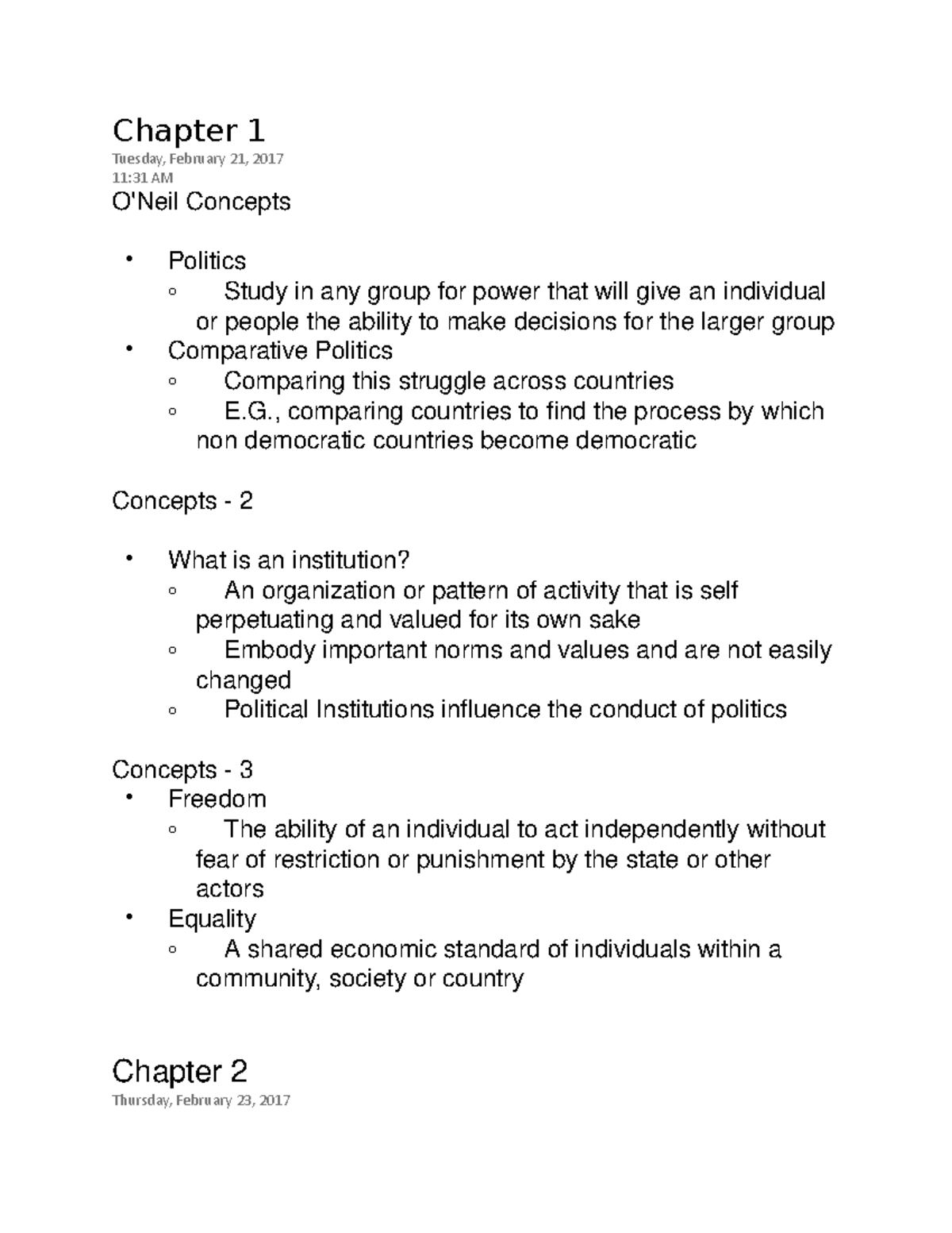 102 Politics - Comprehensive Lecture Notes and Key Concepts by Queen ...