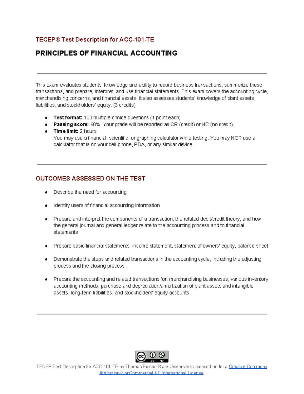 ACC-101 Final Exam Study Guide - Principles of Financial Accounting ...