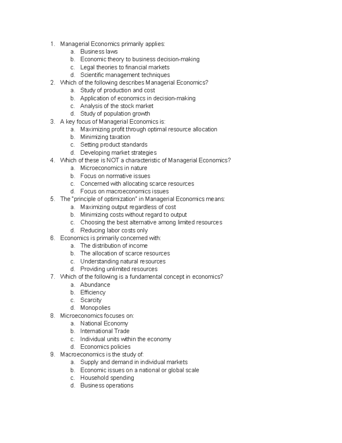 Chapter 2 Notes: Economic Decision Making in Managerial Economics - Studocu