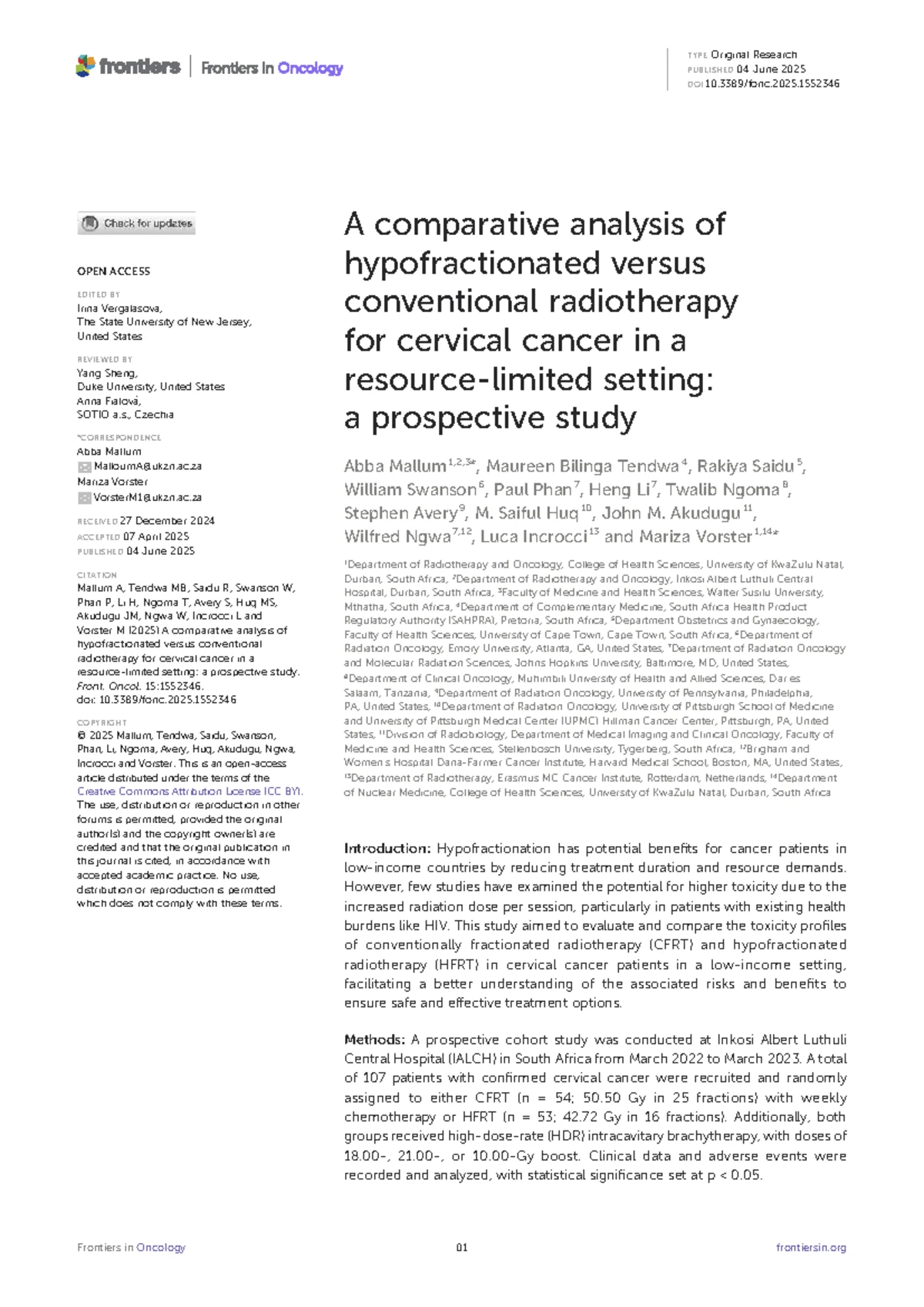 Dosimetric Comparison of IMRT vs. Conformal RT in Gynecologic Cancers ...